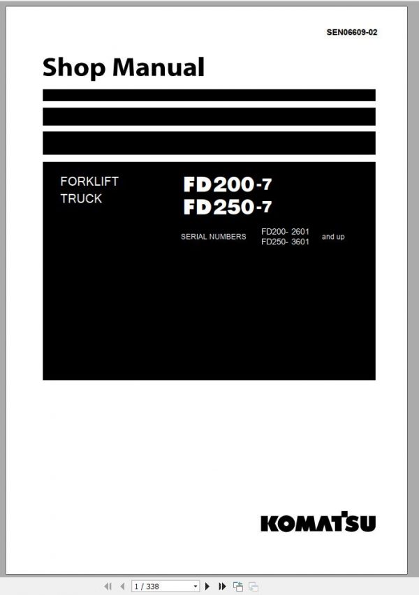 Komatsu Forklift Truck FD200 7 2601 up Shop Manual SEN06609 02 1