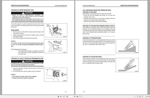 Komatsu Forklift Truck FD80T 10 Serial DX50 Series 55001 up Operation Maintenance Manual OM124 2