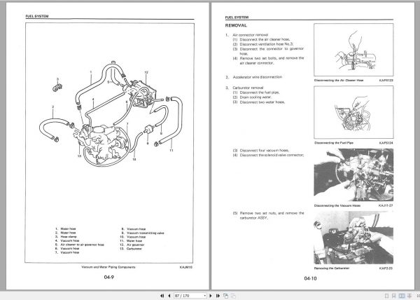 Komatsu Forklift Truck FG10 15 Gasoline Engine 4P Shop Manual 4PZA BE1 2