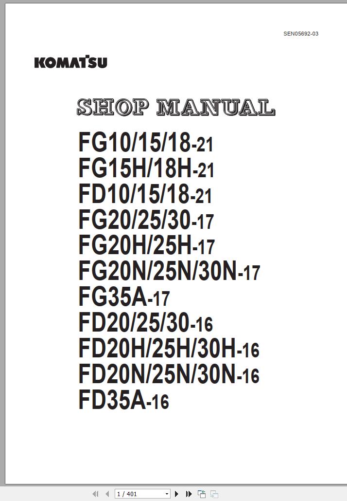 Komatsu Forklift Truck FG10 21 Shop Manual SEN05692 03 1