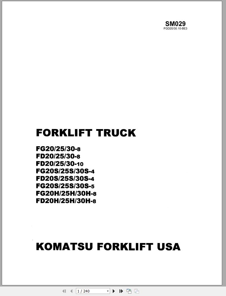 Komatsu Forklift Truck FG20T 8 Shop Manual SM029 1