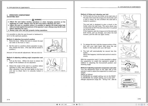 Komatsu Forklift Truck FG25 12 538001 up Operation Maintenance Manual AEB12E1 03 2