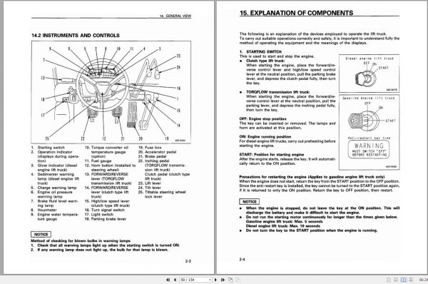 Komatsu Forklift Truck FG25SHT 12 10001A up Operation Maintenance Manual OM071 AEB12C1 01 2