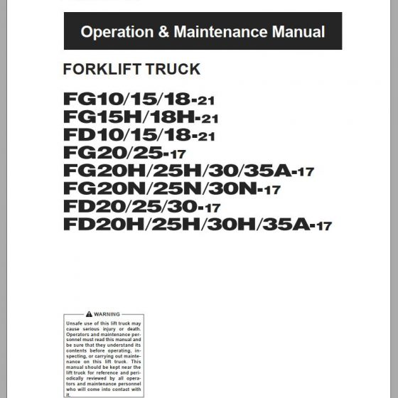 Komatsu Forklift Truck FG30HT12 10001A & up Shop Manual SM050