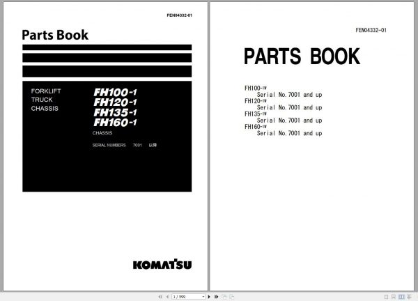 Komatsu Forklift Truck FH135 1 7001 up Parts Book FEN04332 01 1