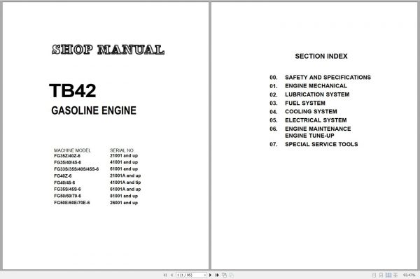 Komatsu Forklift Truck Gas Engine TB42 Shop Manual SM039 1
