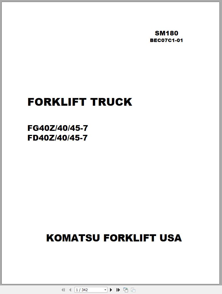 Komatsu Forklift Truck KFI CX Chassis Shop Manual SM108 BEC07C1 01 1 1