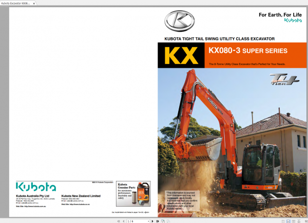 Kubota Construction Tractor Engine Operators Manual DVD 2