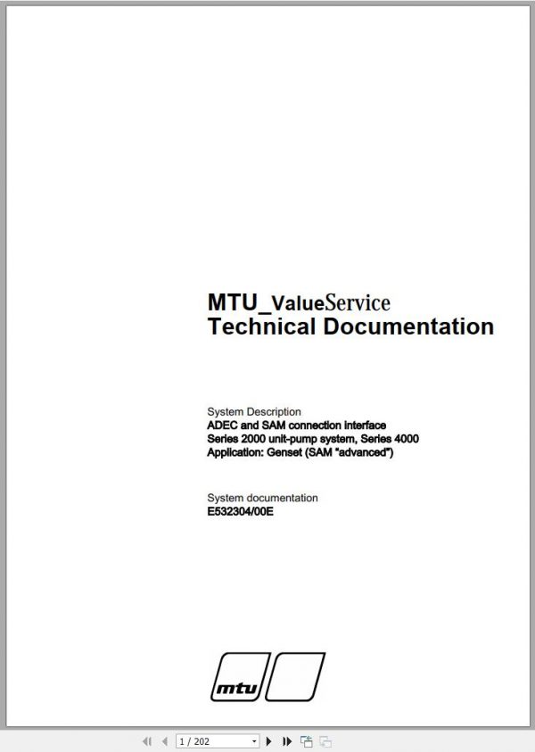 MTU ADEC and SAM connection interface Series 2000 4000 System Documentation E532304 00E 2010