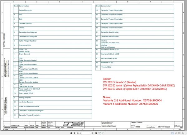 MTU DP650D5S Wiring Diagram XZ57400100009 2012