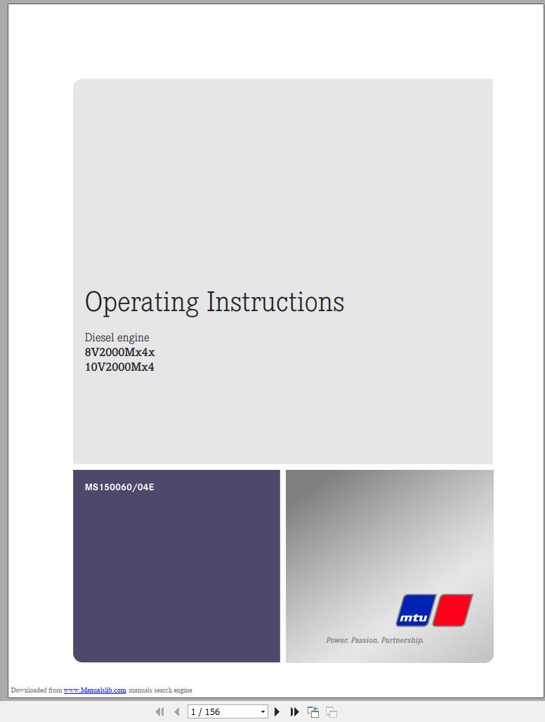 MTU Diesel Engine 10V2000Mx4 Operating Instructions MS150060 04E 2016