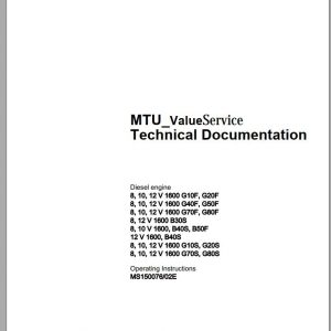 MTU Diesel Engine 12V 1600 G80F Operating Instructions MS150076 02E 2010