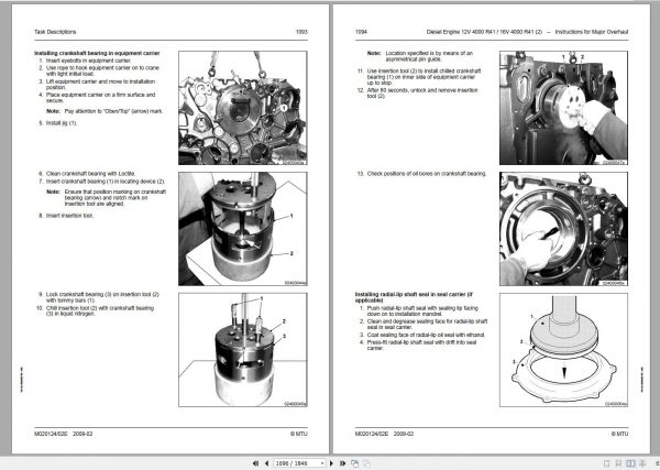 MTU Diesel Engine 12V 4000 R41 Workshop Manual M020124 02E 2009 1
