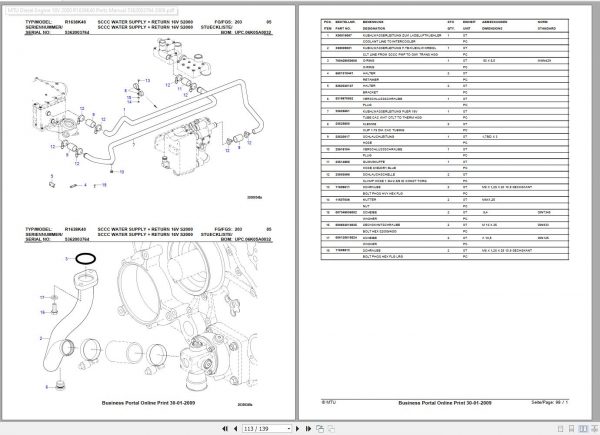 MTU Diesel Engine 16V 2000 R1638K40 Parts Manual 5362003764 2009 1