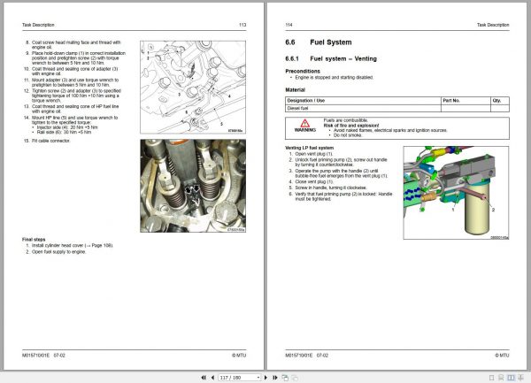 MTU Diesel Engine 16V 4000 G23 G43 Operating Instructions M015710 01E 2007 1