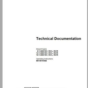 MTU Diesel Engine 16V 4000 R41 R41L R41R Operating Instructions M015575 06E 2008