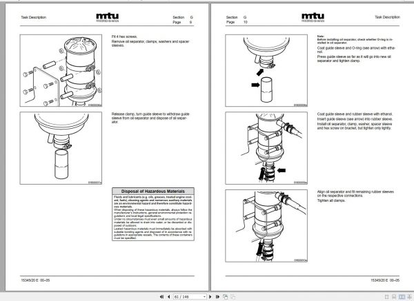 MTU Diesel Engine 16V4000G40 Operating Instructions M015345 20E 2000 1