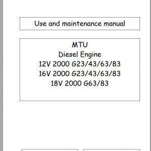 MTU Diesel Engine 18V 2000 G63 G83 Use and Maintenance Manual M015560 00E 2003