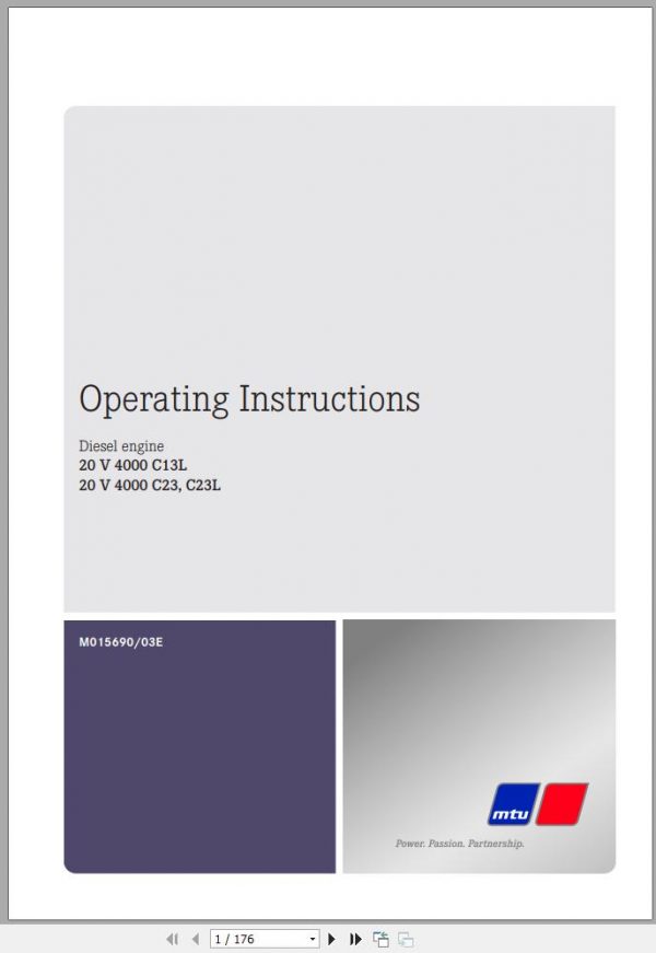 MTU Diesel Engine 20V 4000 C13L Operating Instructions M015690 03E 2012