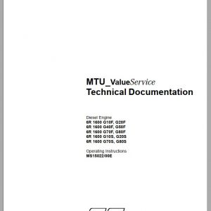 MTU Diesel Engine 6R 1600 G20F Operating Instructions MS15022 00E 2010