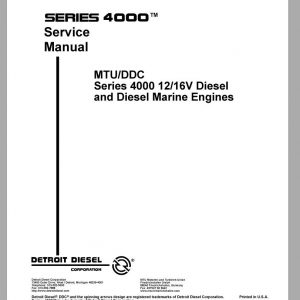 MTU Diesel Engine Series 4000 16V Diesel Marine Engines Service Manual 1999