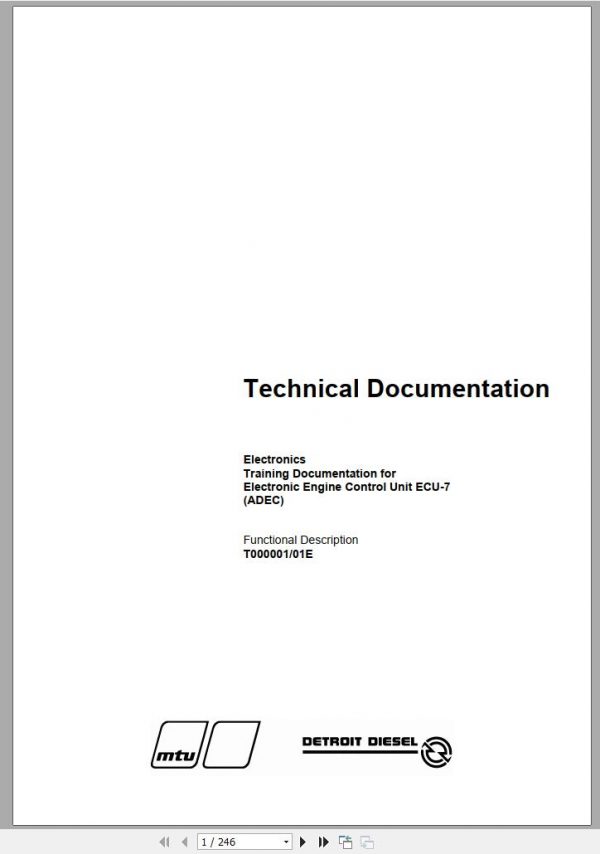 MTU Electronic Engine Control Unit ECU 7 ADEC Training Documentation T000001 01E 2007