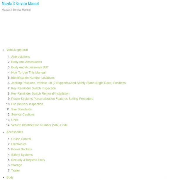 Mazda 3 Service Manual 2016 2022 2