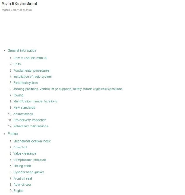 Mazda 6 Service Manual 2016 2022 1