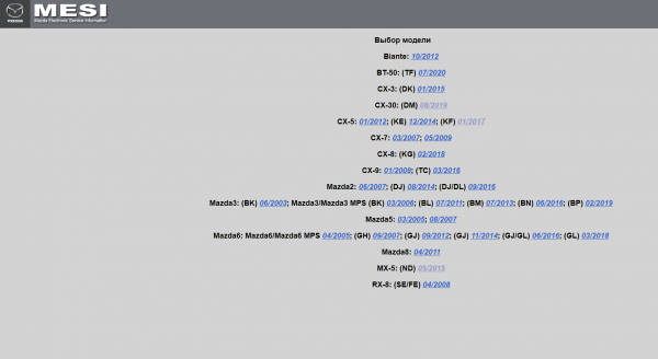 Mazda Electronic Service Information MESI Model Collection CD 0