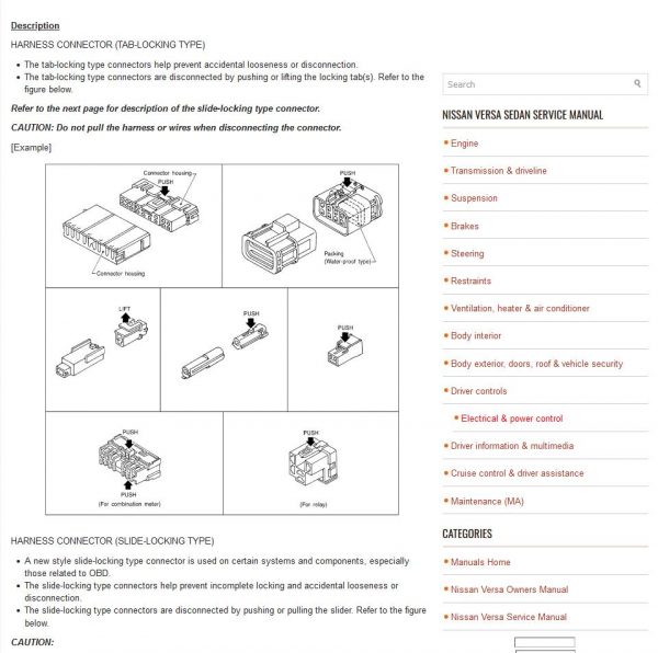 Nissan Versa Sedan 2017 2022 Owners Manual Service Manual 4