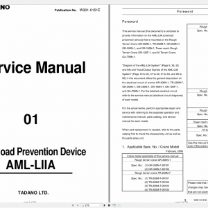 Tadano Rough Terrain Crane GR 250N 1 AML LIIA W301 0151E Service Manual Overload Prevention Device EN 1