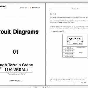 Tadano Rough Terrain Crane GR 250N 1 GR 250N 1 C1 1E Circuit Diagrams EN 1