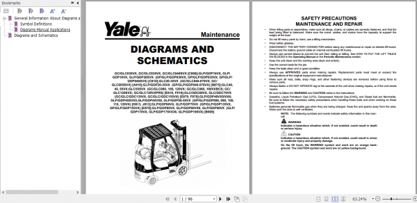 Yale Class 4 Internal Combustion Engine Trucks C809 GCGLC 030 040 VXSVX Service Manual 1
