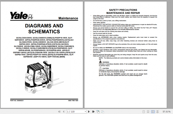 Yale Class 4 Internal Combustion Engine Trucks C809 GCGLC 030 040 VXSVX Service Manual 3