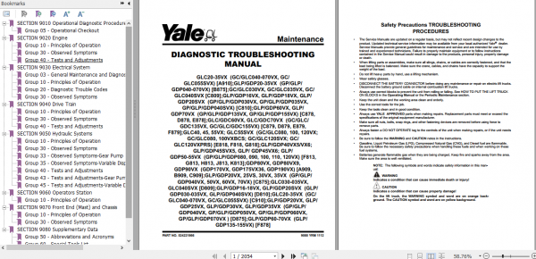 Yale Class 4 Internal Combustion Engine Trucks C809 GCGLC 030 040 VXSVX Service Manual 4