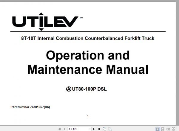 Yale Class 5 Internal Combustion Engine Trucks A253 UT80 100P Operation Service Manual 1