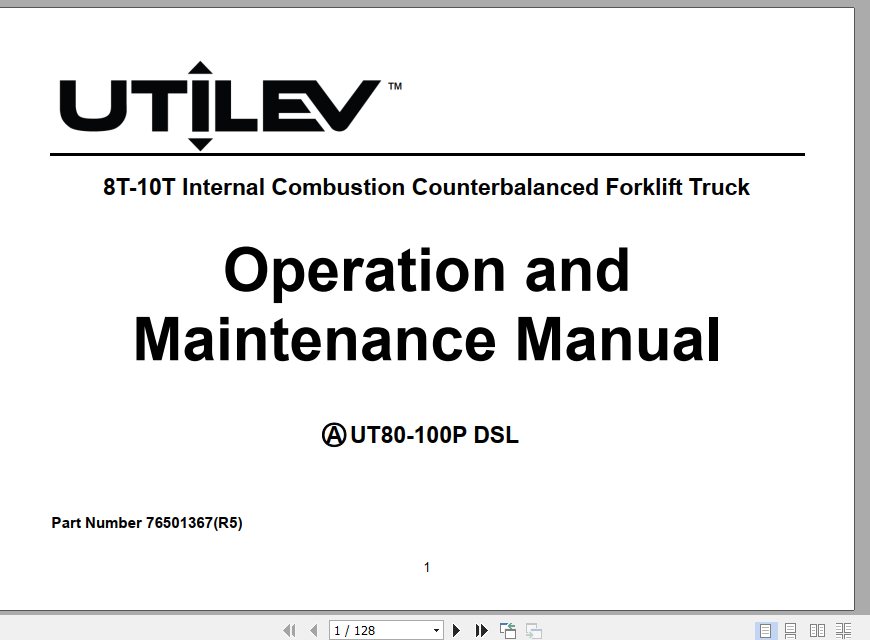 Yale Class 5 Internal Combustion Engine Trucks A253 UT80 100P Operation Service Manual 1