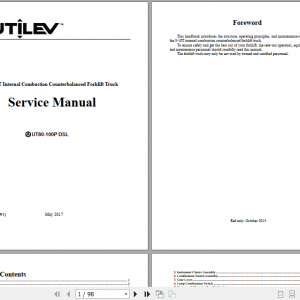 Yale Class 5 Internal Combustion Engine Trucks A253 UT80 100P Operation Service Manual 2