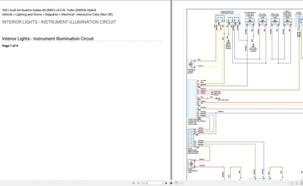 Audi A4 Quattro Sedan 40 8WC L4 2.0L Turbo DMSA Hybrid Electrical Wiring Diagram 2021 2