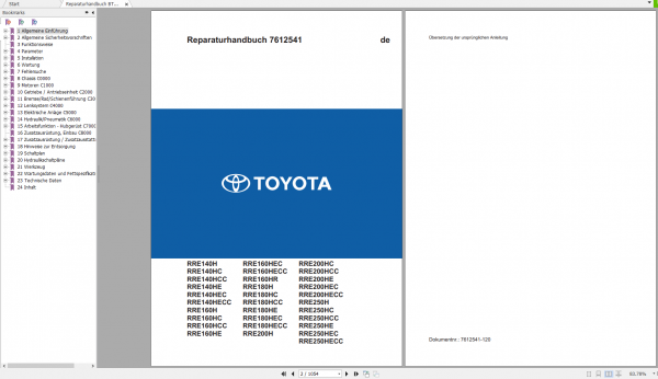 BT Forklift Reflex RRE140 250H from 6445237 Repair Manual with new Error Codes 1
