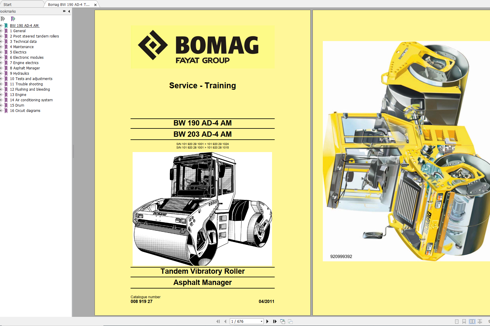 Bomag BW 190 AD 4 Tandem Vibratory Roller Service Training 00891927 04.2011 1