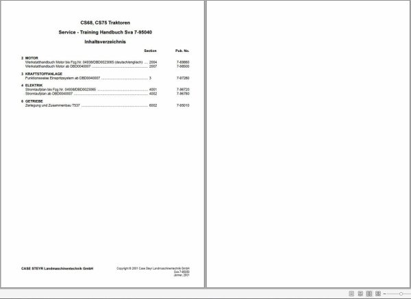 Case IH Tractor CS68 CS75 Service Training Manual Sva 7 95040 DE EN 1