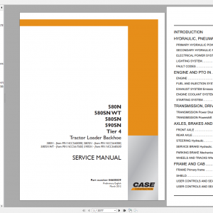 Case Track Loader Backhoe 580N 580SN 580SN WT 590SN Service Manual 84605839 1 1