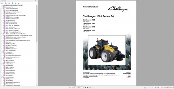 Challenger 1000 Series S4 German 1038 1050 Workshop Service Manual 1