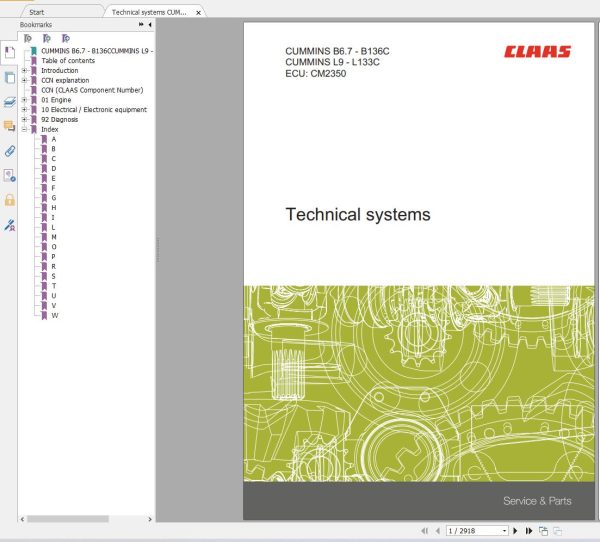 Claas Tractor Combine Lexion 600 594 Service Manual Electrical and Hydraulic Diagram
