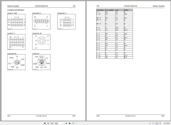 Claas Tractor Combine Lexion 600 596 Service Manual Electrical and Hydraulic Diagram
