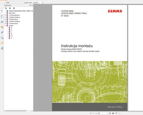 Claas Tractor Combine Lexion 600 Polski PL Service Manual Electrical and Hydraulic Diagram 2