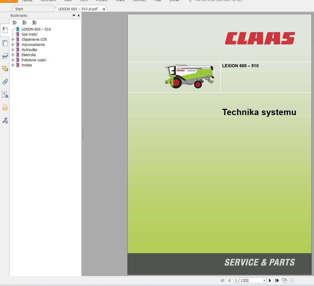 Claas Tractor Combine Lexion 600 Polski PL Service Manual Electrical and Hydraulic Diagram 6