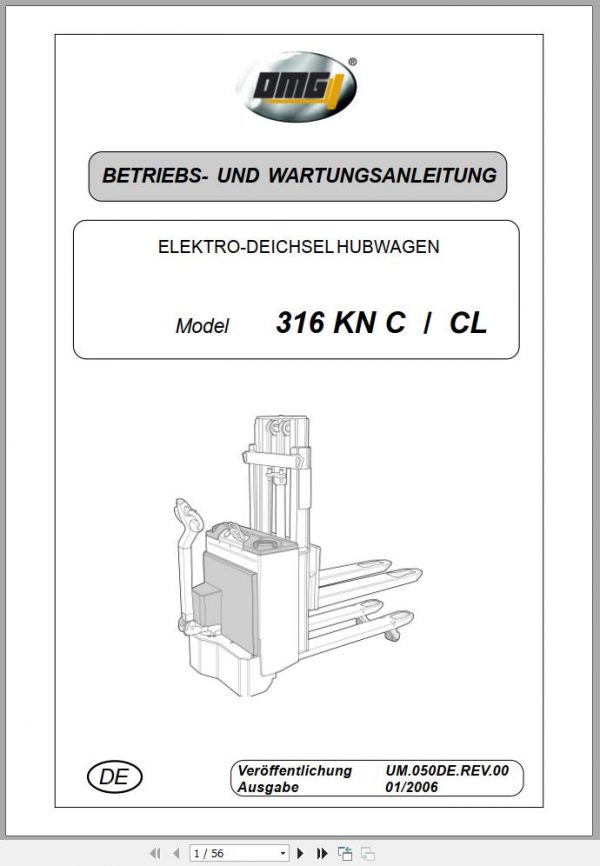 Clark Forklift 316 KN C CL Diagram Parts Operating and Maintenance Manual 04.2011 EN IT DE