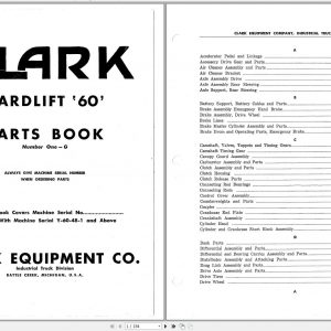 Clark Forklift 60 Y 60 48 1 Parts Manual